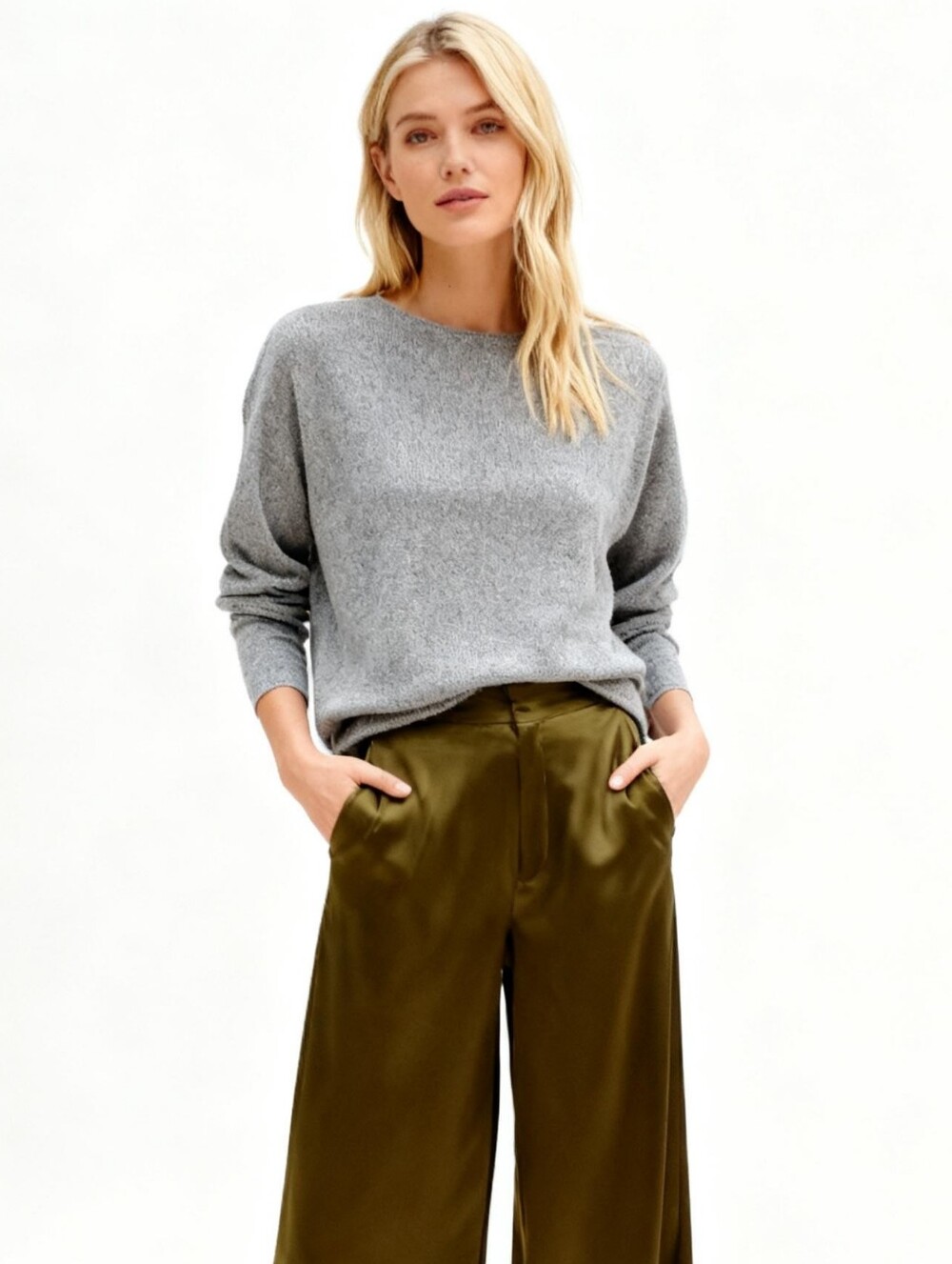 Charter Club Cashmere Oversized Boat-Neck Sweater in Gray Size S